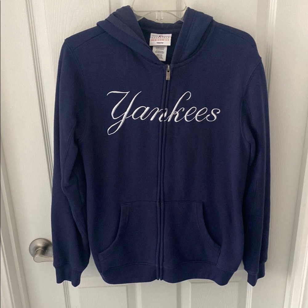 Youth Navy Blue Yankees Zip Up Hoodie